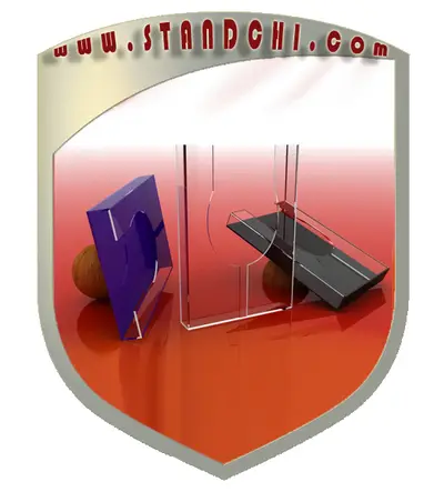 Prospektständer-Entwürfe — Kronenbeschilderung über der Einheit, Rot (als 3D-Visualisierungen)