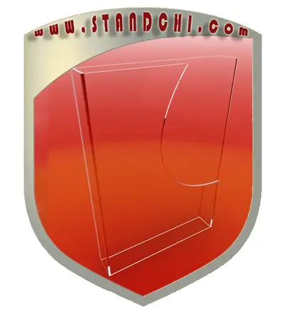 Prospektständer-Entwürfe — Acryl (Plexiglas), Rot (als 3D-Visualisierungen)