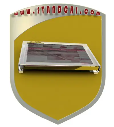Prospektständer-Entwürfe — lackiertes MDF, Rot (als 3D-Visualisierungen)
