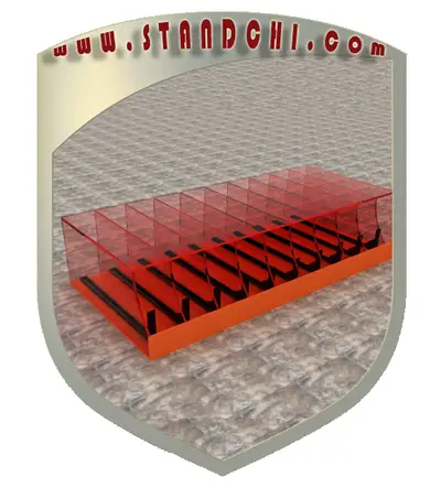 Prospektständer-Entwürfe — lackiertes MDF, Grün (als 3D-Visualisierungen)