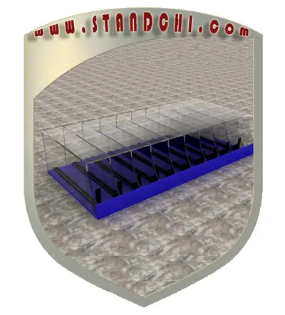 Prospektständer-Entwürfe — Regal mit Prospektfächern, Holzton (als 3D-Visualisierungen)