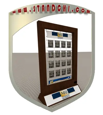 Prospektständer-Entwürfe — Kronenbeschilderung über der Einheit, Rot (als 3D-Visualisierungen)