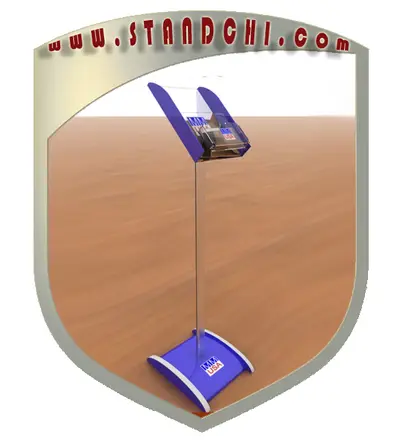 Prospektständer-Entwürfe — Acryl (Plexiglas), Rot (als 3D-Visualisierungen)
