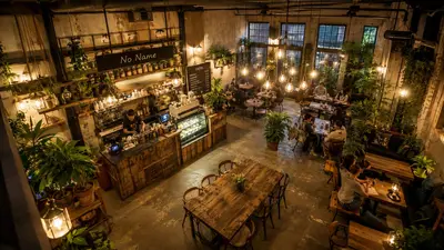 Conceptions de Cafés et Restaurants — assises capitonnées, guirlande lumineuse