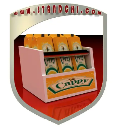 Conceptions de Présentoirs de Comptoir — stratifié ton bois, blanc (en visualisations 3D)