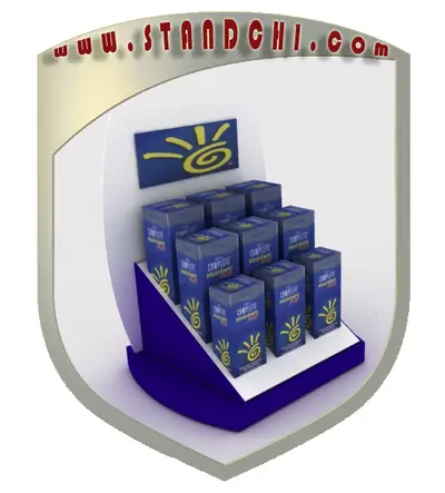 Conceptions de Présentoirs de Comptoir — stratifié ton bois, ton bois (en visualisations 3D)
