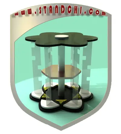 Conceptions de Présentoirs de Comptoir — MDF peint, jaune (en visualisations 3D)