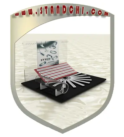 Conceptions de Présentoirs de Comptoir — MDF peint, jaune (en visualisations 3D)
