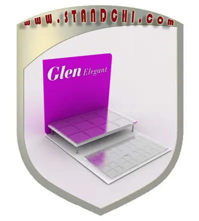 Conceptions de Présentoirs de Comptoir — MDF peint, blanc (en visualisations 3D)