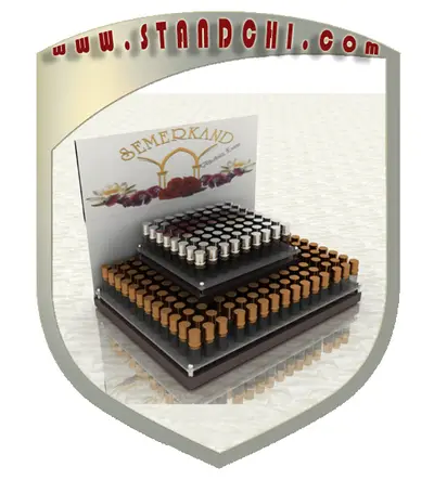 Conceptions de Présentoirs de Comptoir — MDF peint, blanc (en visualisations 3D)