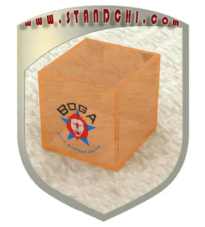 Conceptions de Présentoirs de Comptoir — stratifié ton bois, orange (en visualisations 3D)