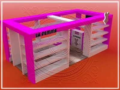 تصاميم أكشاك المراكز التجارية — خشب MDF مدهون, شاشة مسطّحة مثبّتة (كصور ثلاثية الأبعاد)