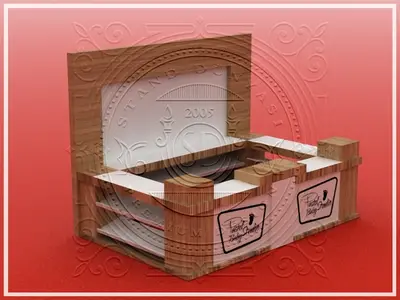 تصاميم أكشاك المراكز التجارية — واجهات زجاجية بطول الوحدة, أحمر (كصور ثلاثية الأبعاد)