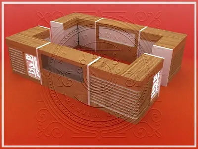 تصاميم أكشاك المراكز التجارية — واجهات زجاجية بطول الوحدة, أحمر (كصور ثلاثية الأبعاد)