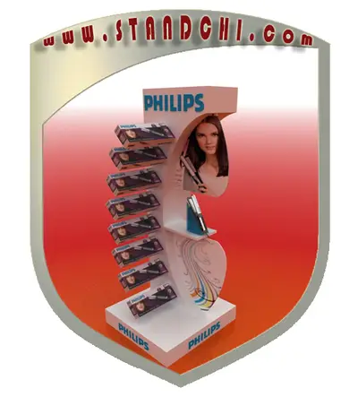 Conceptions de Présentoirs sur Pied — acrylique (plexi), enseigne rétroéclairée (en visualisations 3D)