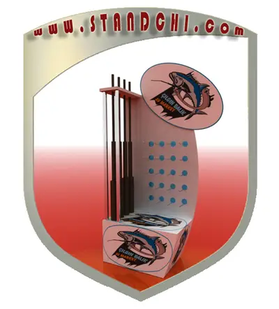 Conceptions de Présentoirs sur Pied — plateaux acryliques circulaires étagés, noir (en visualisations 3D)