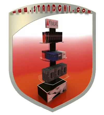 Conceptions de Présentoirs sur Pied — MDF peint, noir (en visualisations 3D)