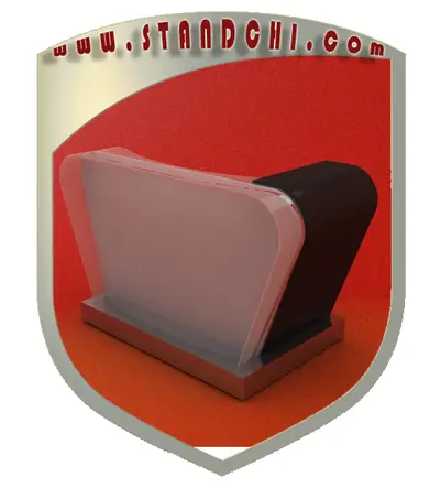 Conceptions de Présentoirs sur Pied — MDF peint, bandeau LED sous étagère (en visualisations 3D)