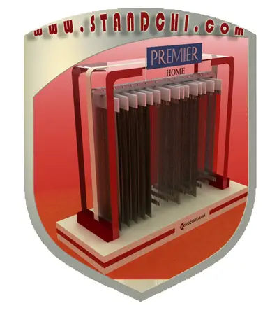 Conceptions de Présentoirs sur Pied — MDF peint, enseigne rétroéclairée (en visualisations 3D)