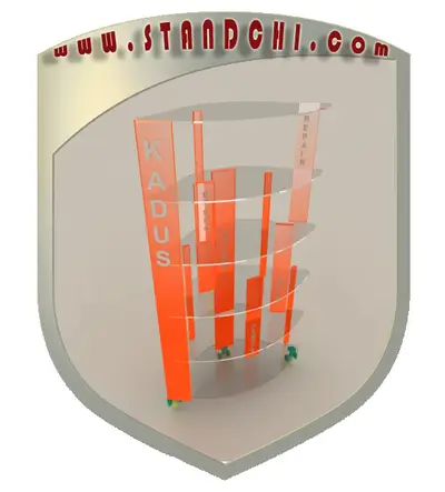 Conceptions de Présentoirs sur Pied — MDF peint, noir (en visualisations 3D)