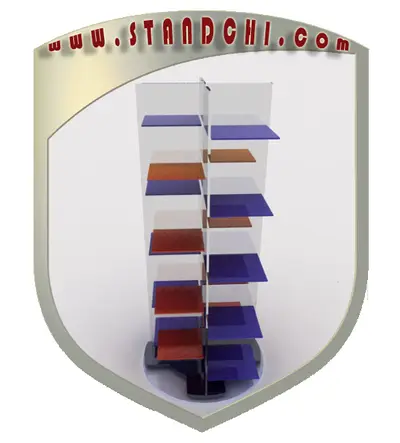 Conceptions de Présentoirs sur Pied — acrylique (plexi), noir (en visualisations 3D)