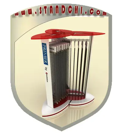 Conceptions de Présentoirs sur Pied — enseigne couronne au-dessus, enseigne rétroéclairée (en visualisations 3D)