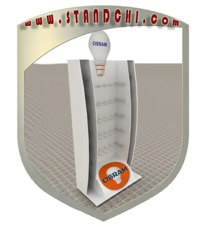 Conceptions de Présentoirs sur Pied — rangement sous comptoir, rouge (en visualisations 3D)