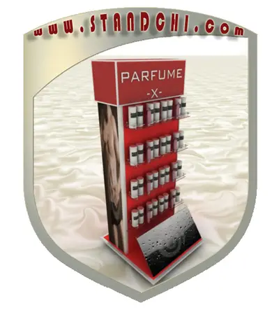 Conceptions de Présentoirs sur Pied — enseigne couronne au-dessus, blanc (en visualisations 3D)