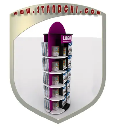 Conceptions de Présentoirs sur Pied — MDF peint, blanc (en visualisations 3D)