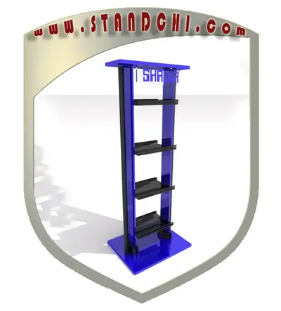 Conceptions de Présentoirs sur Pied — enseigne couronne au-dessus, noir (en visualisations 3D)