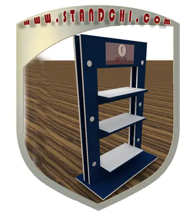 Conceptions de Présentoirs sur Pied — MDF peint, noir (en visualisations 3D)