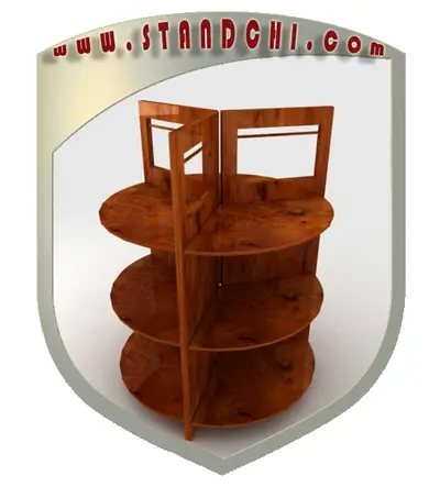 Conceptions de Présentoirs sur Pied — MDF peint, enseigne rétroéclairée (en visualisations 3D)