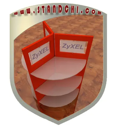 Conceptions de Présentoirs sur Pied — acrylique (plexi), enseigne rétroéclairée (en visualisations 3D)