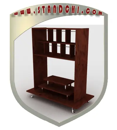 Conceptions de Présentoirs sur Pied — rangement sous comptoir, rouge (en visualisations 3D)