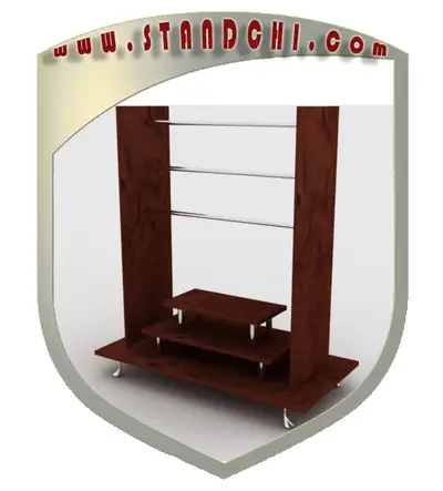 Conceptions de Présentoirs sur Pied — acier inoxydable, rouge (en visualisations 3D)