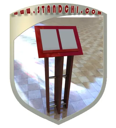 Conceptions de Présentoirs sur Pied — rangement sous comptoir, bleu marine (en visualisations 3D)