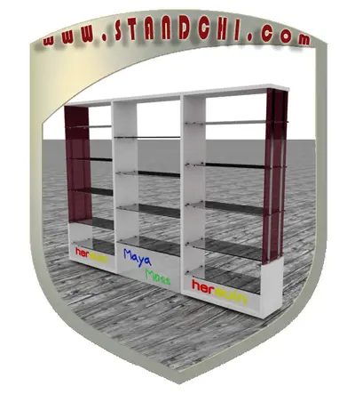 Conceptions de Présentoirs sur Pied — MDF peint, noir (en visualisations 3D)
