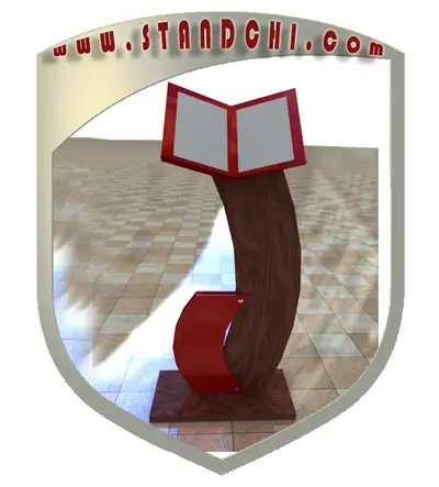 Conceptions de Présentoirs sur Pied — acier inoxydable, noir (en visualisations 3D)