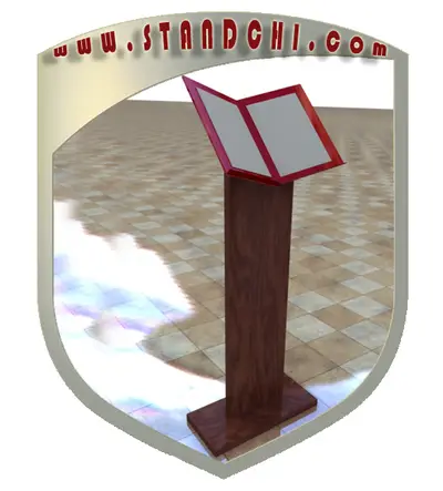 Conceptions de Présentoirs sur Pied — plateaux acryliques circulaires étagés, rouge (en visualisations 3D)