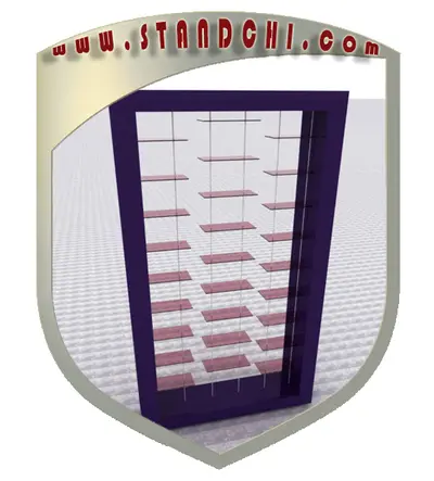 Conceptions de Présentoirs sur Pied — plateaux acryliques circulaires étagés, blanc (en visualisations 3D)