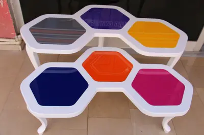 LEDWALK — ABD — beyaz laminat panel, mor (hem atölyede hem sahada)