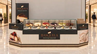 BASQUELA — كشك بطاولة أمام جدار (تصور ثلاثي الأبعاد بمساعدة الذكاء الاصطناعي)