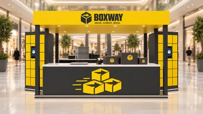 BOXWAY — كشك جزيرة متوّج (تصور ثلاثي الأبعاد بمساعدة الذكاء الاصطناعي)