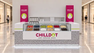CHILLDOT — كشك بطاولة أمام جدار (تصور ثلاثي الأبعاد بمساعدة الذكاء الاصطناعي)