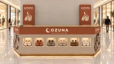 COZUNA — كشك بطاولة أمام جدار (تصور ثلاثي الأبعاد بمساعدة الذكاء الاصطناعي)