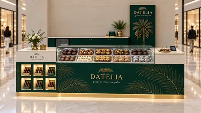 DATELIA — كشك بطاولة أمام جدار (تصور ثلاثي الأبعاد بمساعدة الذكاء الاصطناعي)