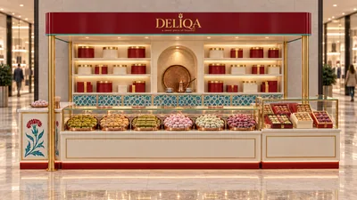 DELIQA — كشك متوّج أمام جدار (تصور ثلاثي الأبعاد بمساعدة الذكاء الاصطناعي)
