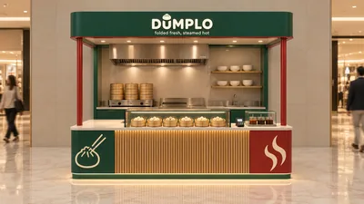 DUMPLO — كشك متوّج أمام جدار (تصور ثلاثي الأبعاد بمساعدة الذكاء الاصطناعي)