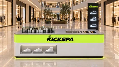KICKSPA — كشك جزيرة بطاولة (تصور ثلاثي الأبعاد بمساعدة الذكاء الاصطناعي)