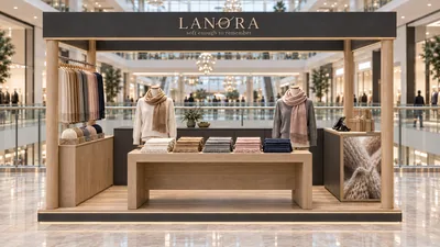 LANORA — كشك متوّج أمام شرفة (تصور ثلاثي الأبعاد بمساعدة الذكاء الاصطناعي)